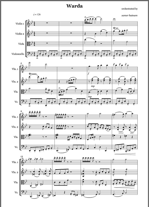 Sheet Music for the Score WARDA