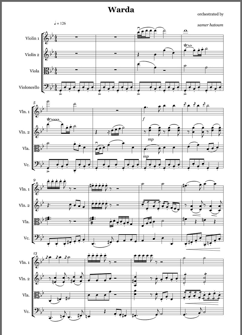 Warda for string quartet page1